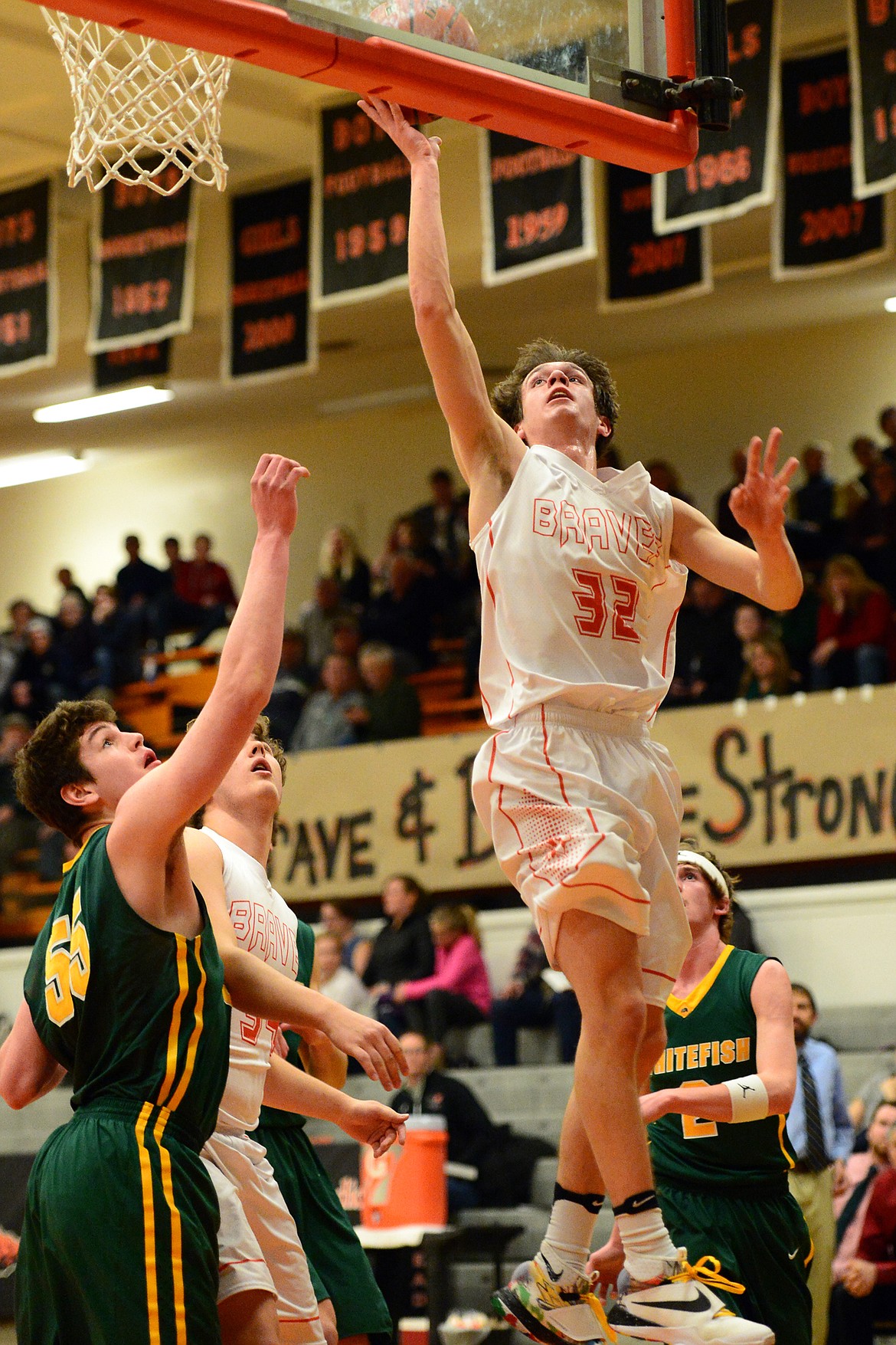 Flathead&#146;s Tyler Johnson drives to the hoop for a layup against Whitefish. (Casey Kreider/Daily Inter Lake)