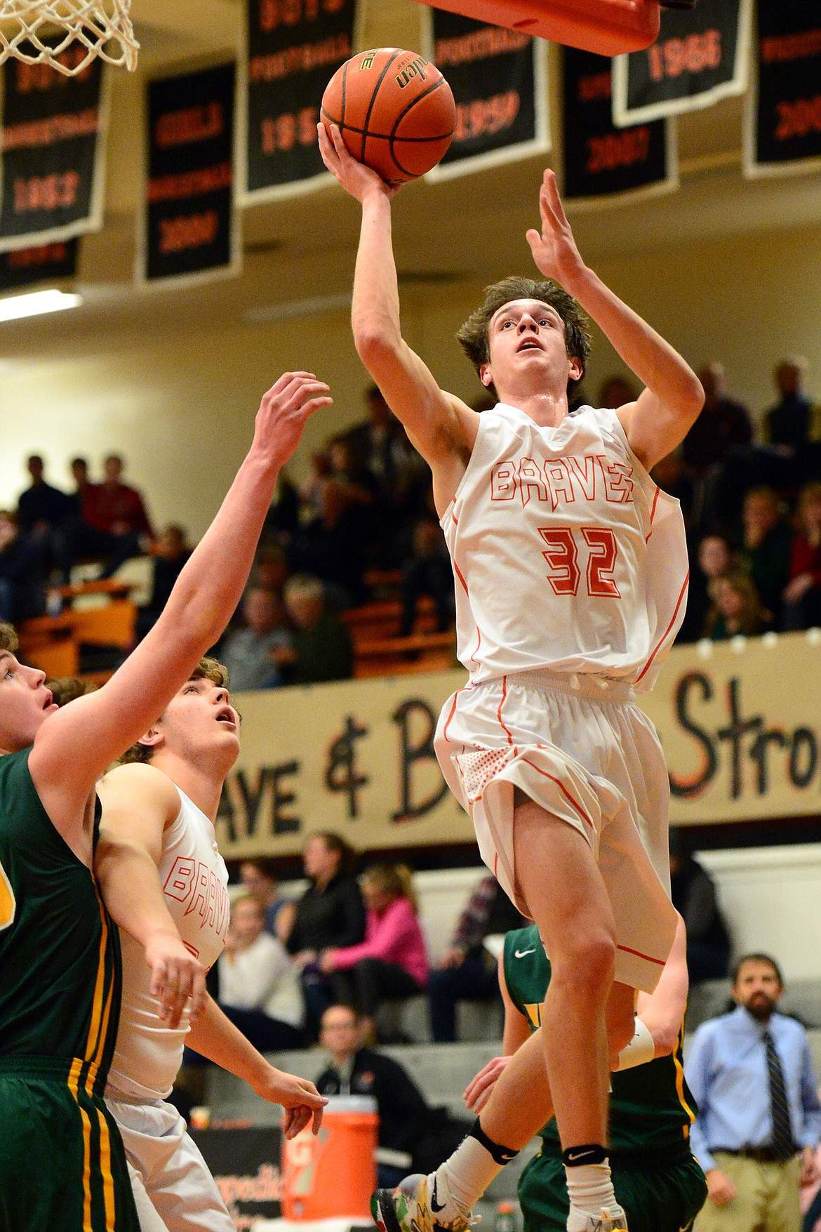 Flathead&#146;s Tyler Johnson drives to the hoop for a layup against Whitefish. (Casey Kreider/Daily Inter Lake)