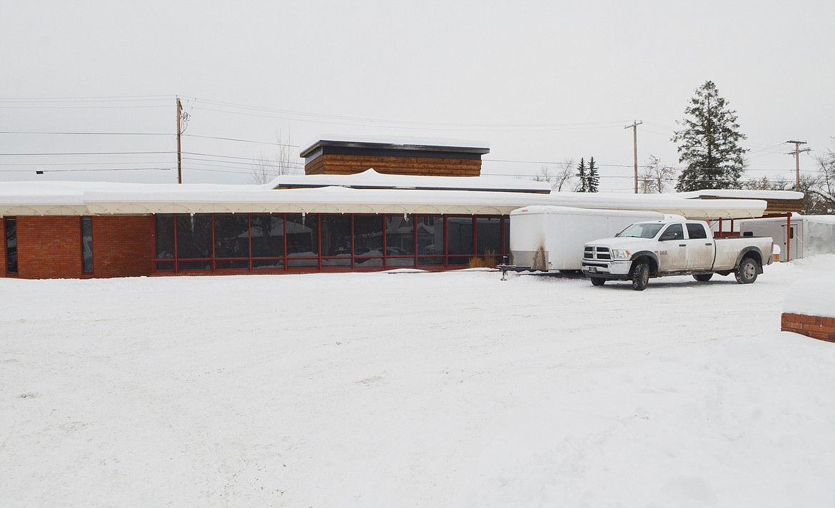 Trailers sat outside the Frank Lloyd Wright Building Wednesday morning on Central Avenue. (Heidi Desch/Whitefish Pilot)