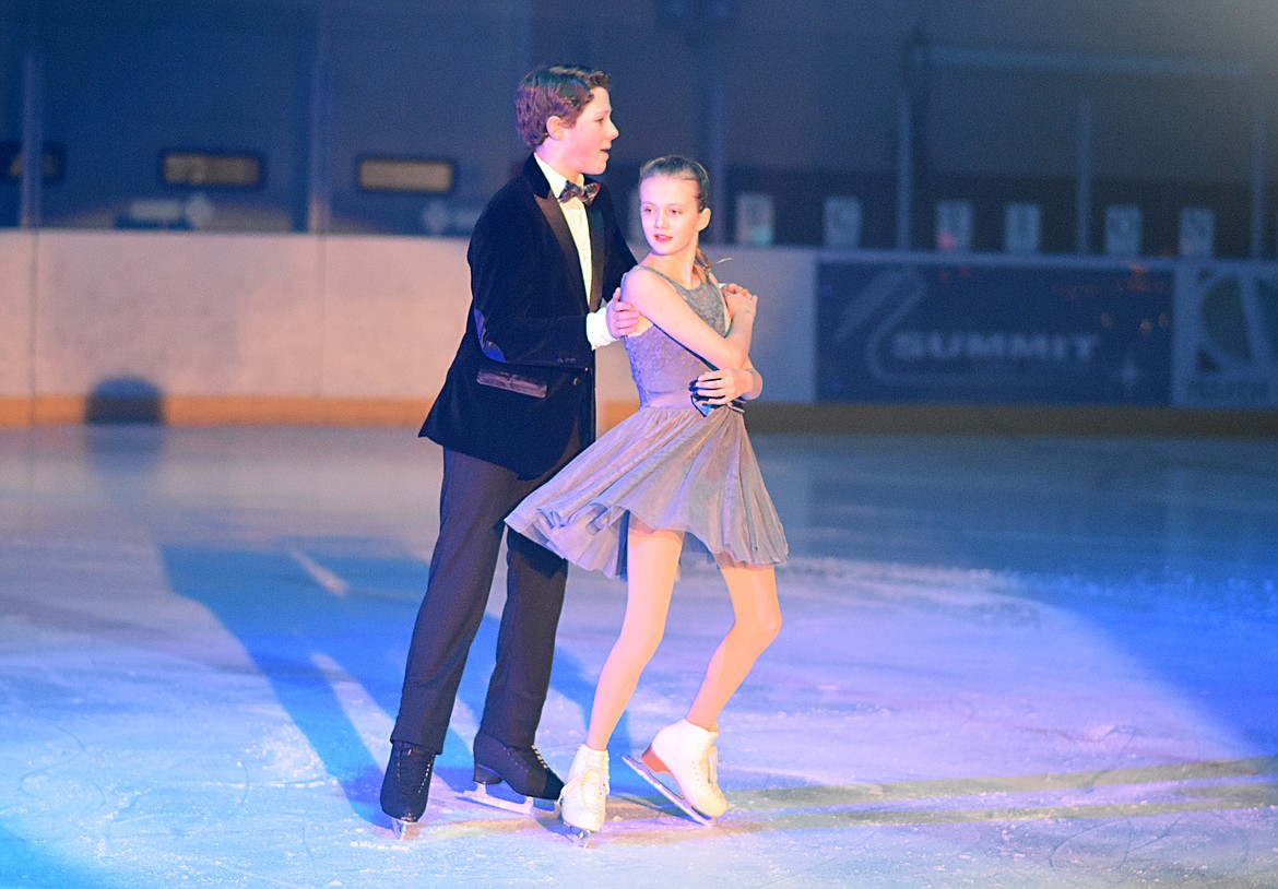 Paetra Cooke and Willem Gray perform together Saturday during the Glacier Skate Academy's New Year's On Ice show at the Stumptown Ice Den.