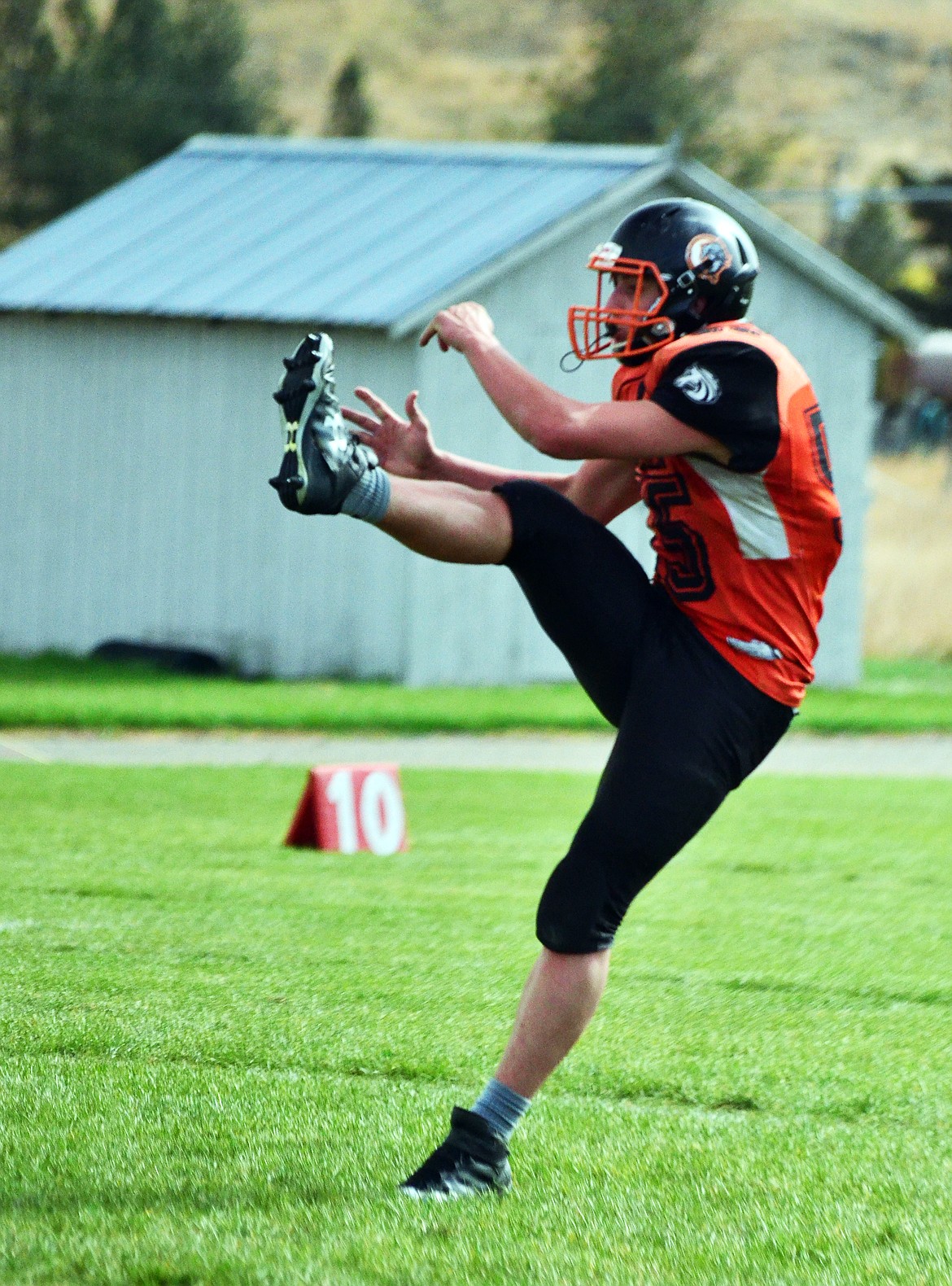 Jay Vonheeder (55) during a home game at Plains High School this past season (Erin Jusseaume/Clark Fork Valley Press)