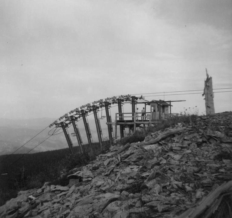 Top of the Jackass chair lift in 1970.