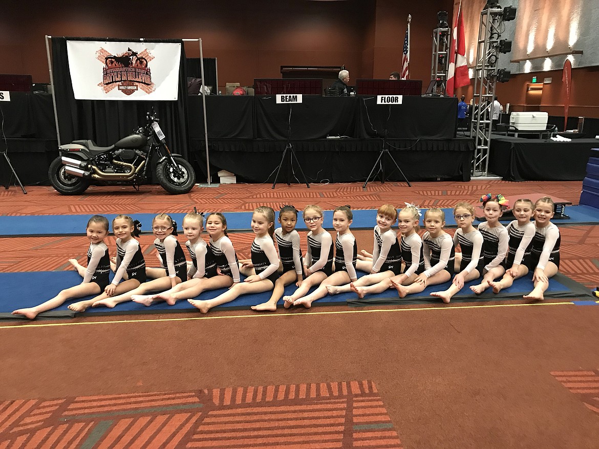 Courtesy photo
The Avant Coeur Gymnastics Level 2s took fourth at the Battle in Bellevue in Bellevue, Wash. From left are Vivi Crain, Karly Harmon, Karstin Harmon, Olivia Hynes, Analise Garcia, Audrey Slauson, Rozlyn Thong, Dahlia Kramer, Alivia Garcia, Sophie Phillips, Evelyn Haycraft, Summer Nelson, Lily Kramer, Julianna Bonacci, Sophia Elwell and C.C. Miller.