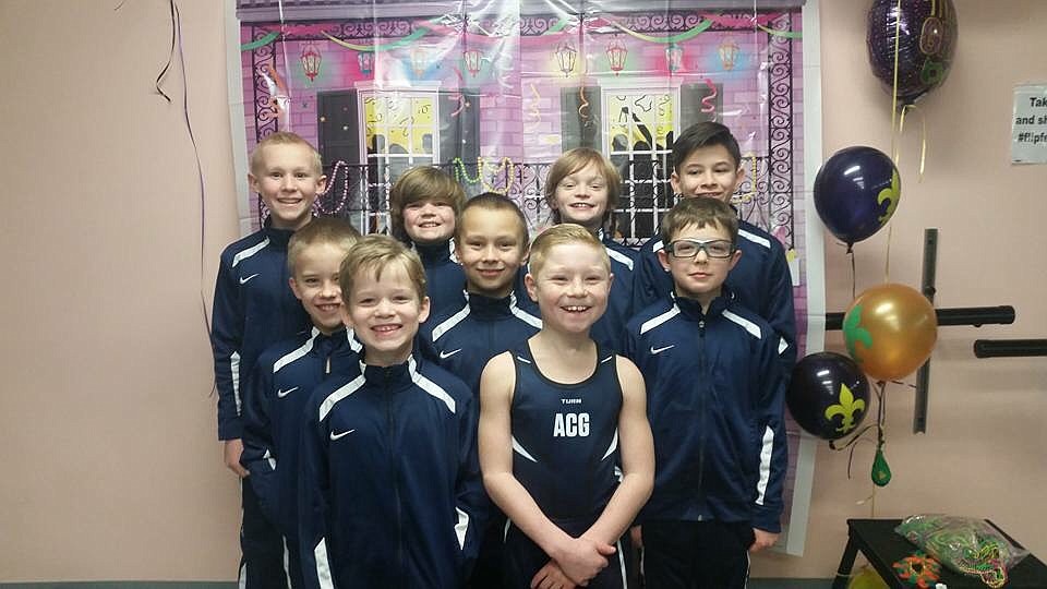 Courtesy photo
The Avant Coeur Gymnastics Level 4 and 5 boys teams took third at the recent Flip Festival in Spokane. In the front row from left are Hudson Petticolas and Lennox Radford; second row from left, Malachii Organ, Conan Tapia and Blake Laird; and back row from left, Brandon Decker, Cameron Baker, Elijah Lakko and Aidan Rodebaugh.