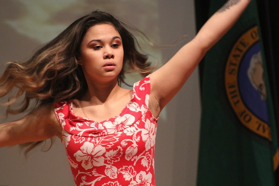 Richard Byrd/Columbia Basin Herald
Alyssa Abregana dances during Monday night&#146;s Martin Luther King Jr. celebration in Moses Lake.