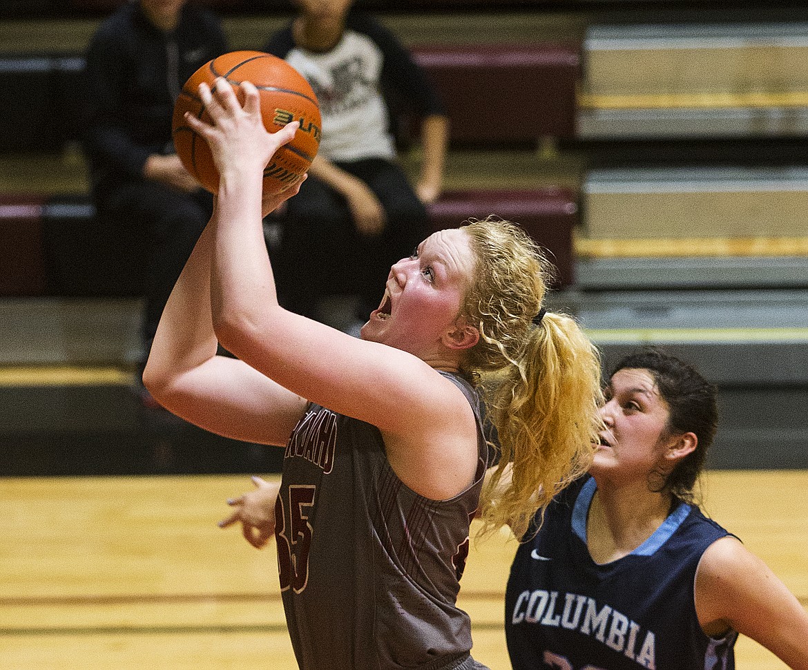 Sydney Hovde of North Idaho College goes for a layup against Columbia Basin College during Wednesday night&#146;s game at NIC. (LOREN BENOIT/Press)