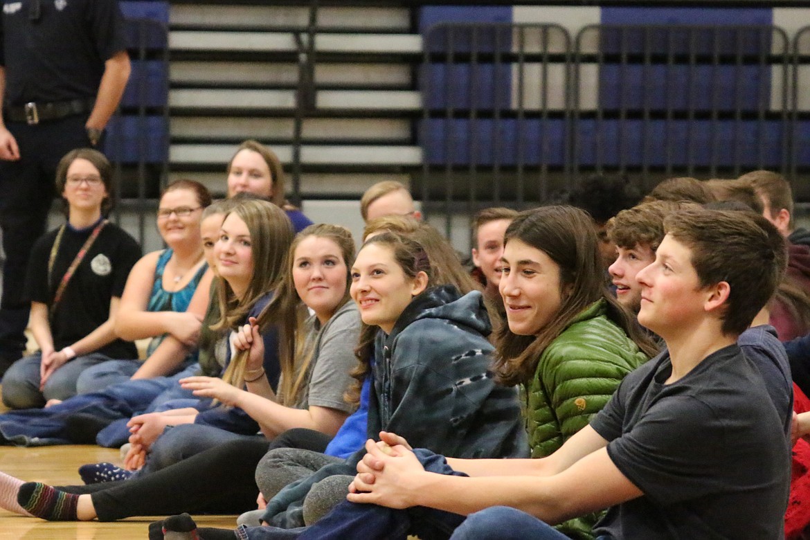 Photos by Mandi Bateman
Building relationships was among the topics addressed at a Jan. 10 Idaho Drug Free Youth program presented at Bonners Ferry High School. Regarding relationships, the students learned there are always things you can learn about someone and that it is OK to lean on each other for support.