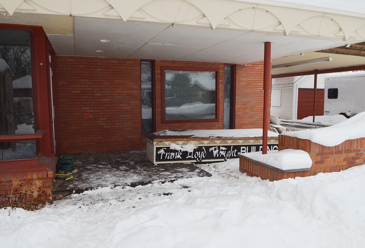 The sign for the Frank Lloyd Wright Building was recently removed from its spot along Central Avenue. (Heidi Desch/Whitefish Pilot)