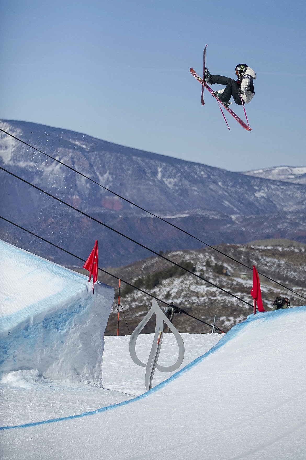 Maggie Voisin skis during her first run in the women&#146;s slopestyle finals in Snowmass, Colo., Sunday, Jan. 14 (Anna Stonehouse/The Aspen Times via AP)