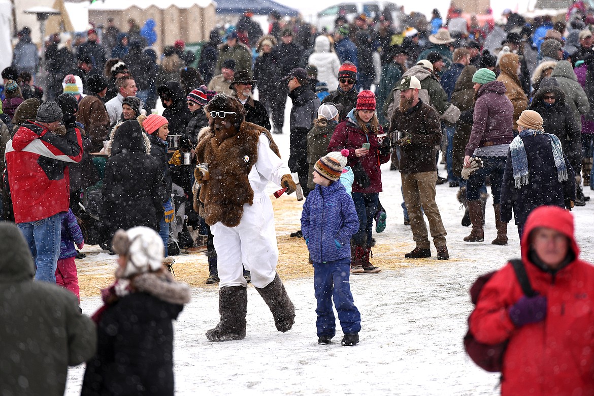 A yeti walks among the crowd at Whitefish Skijoring at Big Mountain Ranch on Saturday. (Casey Kreider/Daily Inter Lake)