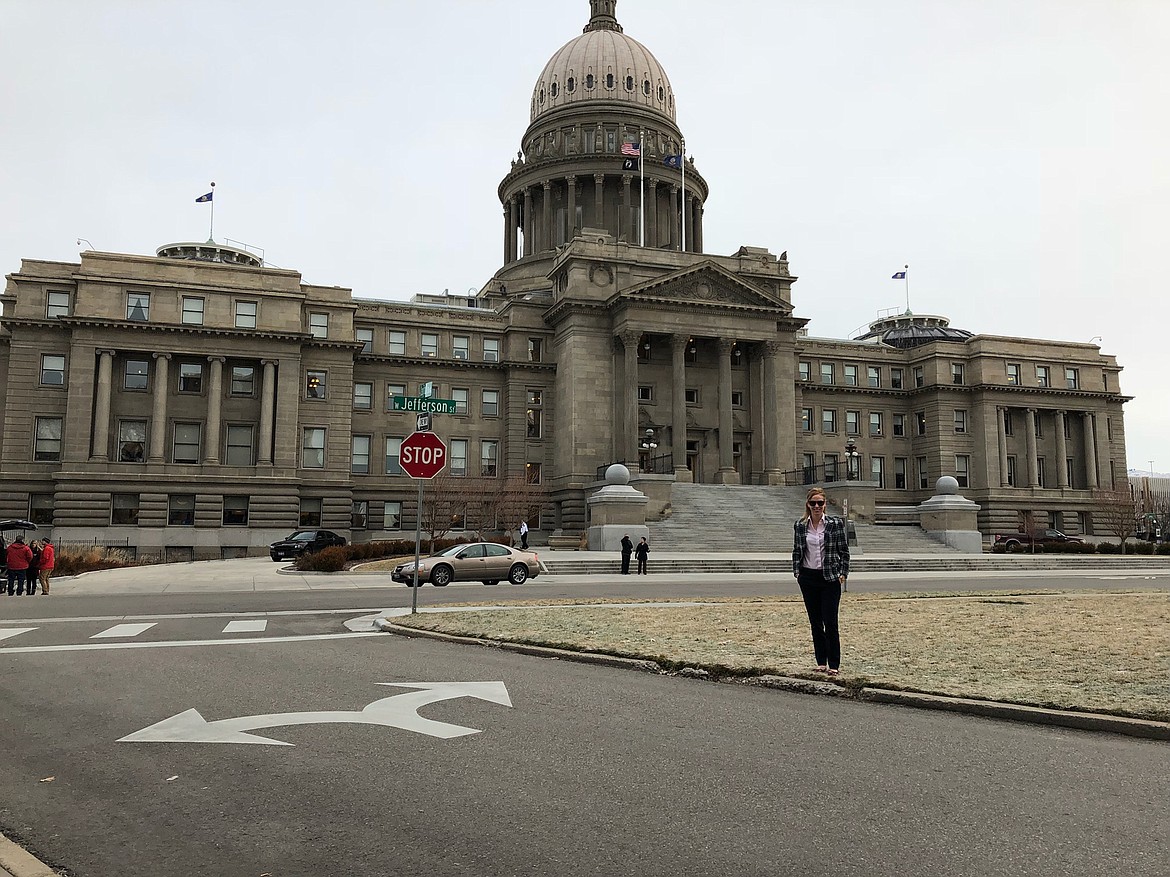 Sandpoint City Council President Shannon Williamson is pictured in front of the Capitol Building in Boise after being elected to a two-year term as District 1 Representative for the Association of Idaho Cities Municipal Waters Users Group oversight committee.  

(Courtesy photo)