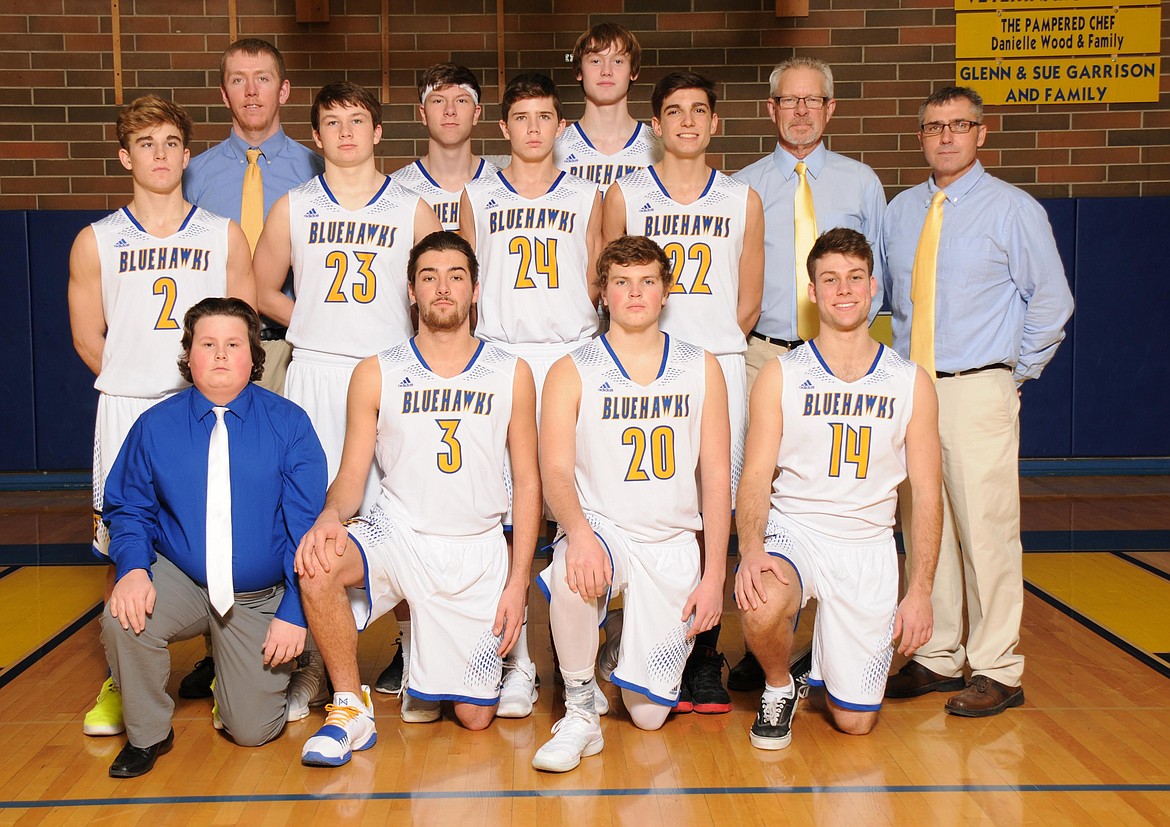 The Thompson Falls Blue Hawks 2017-18 bassketball team. (Photo supplied from Jake Mickelson-Head Coach)