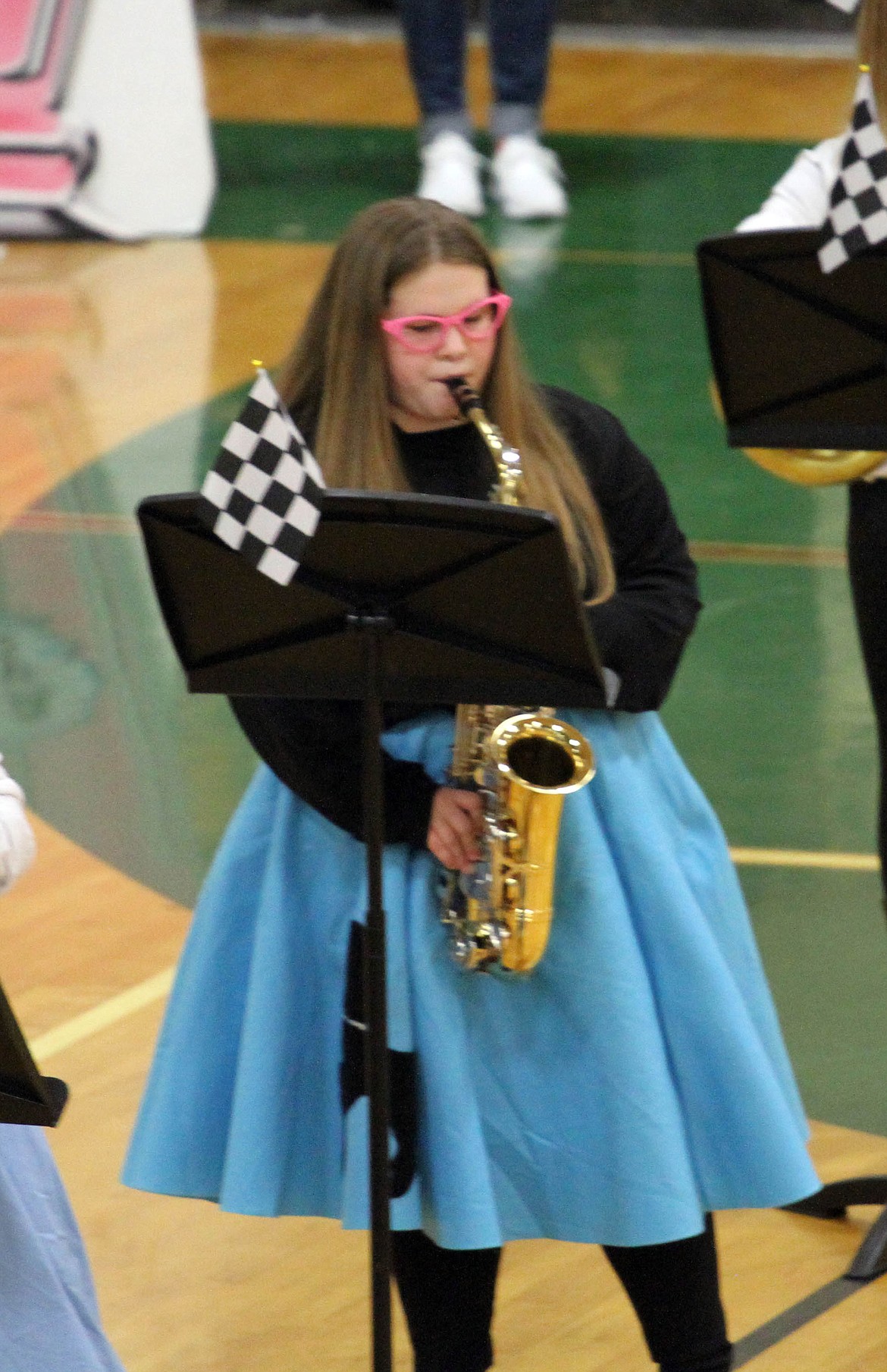 Photo by JOSH MCDONALD
Ashlynn Forsberg in her 50&#146;s attire during the battle of the bands competition.