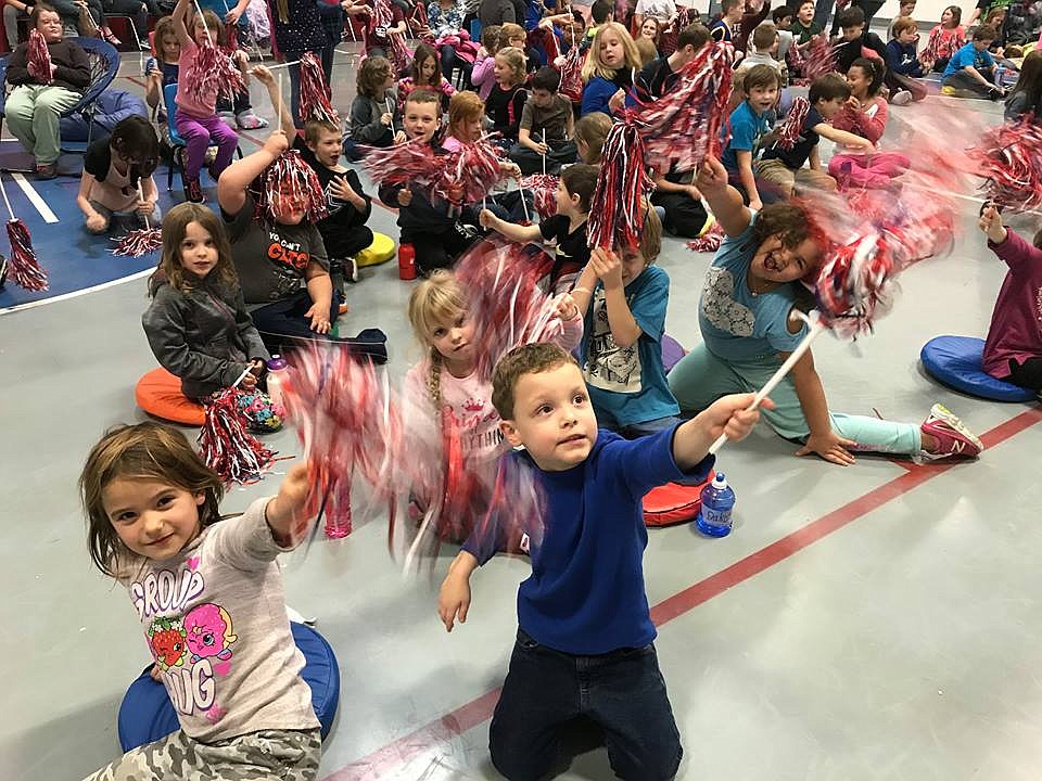 Superior elementary students go wild when they find their Quarter Celebration will be a sledding party. (Photo courtesy of Superior Elementary School).