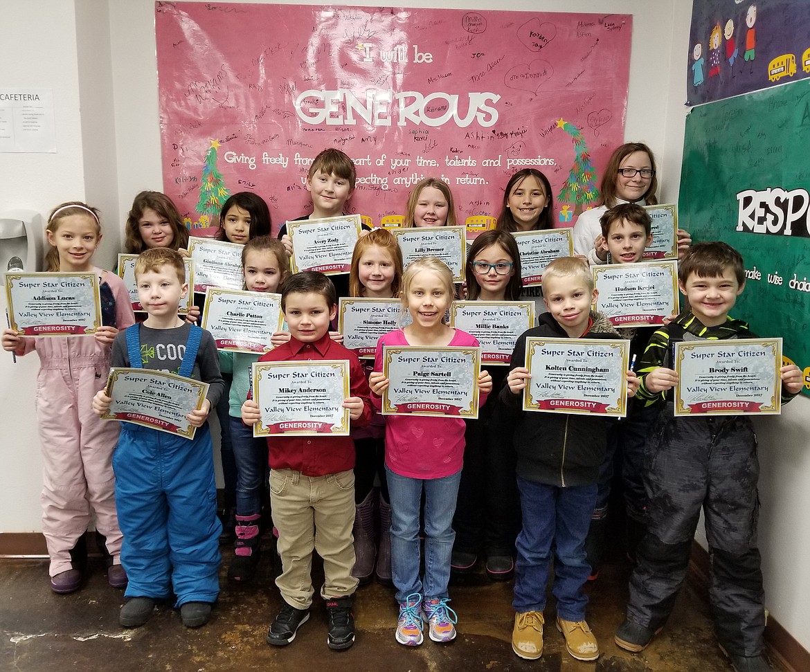 Courtesy photos
VVES celebrated the character trait of generosity and these students were highlighted.