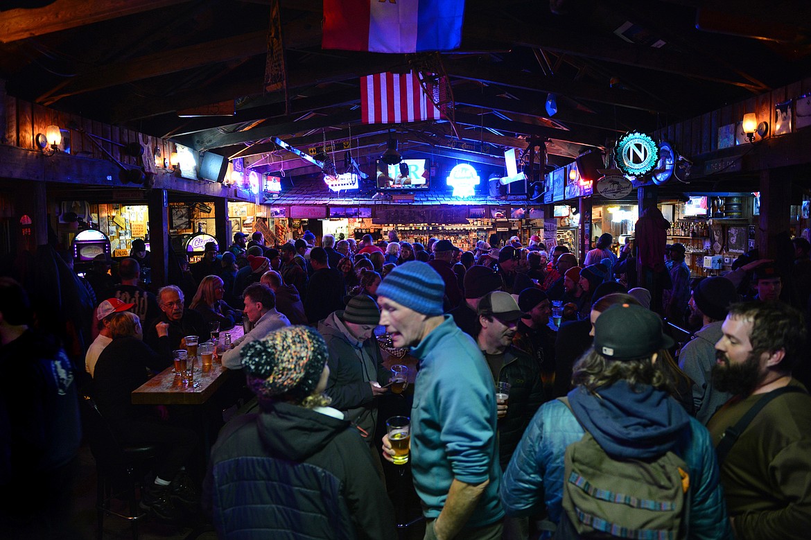 Patrons pack The Bierstube at Whitefish Mountain Resort after the weekly Frabert awards on Wednesday, Jan. 17. (Casey Kreider/Daily Inter Lake)