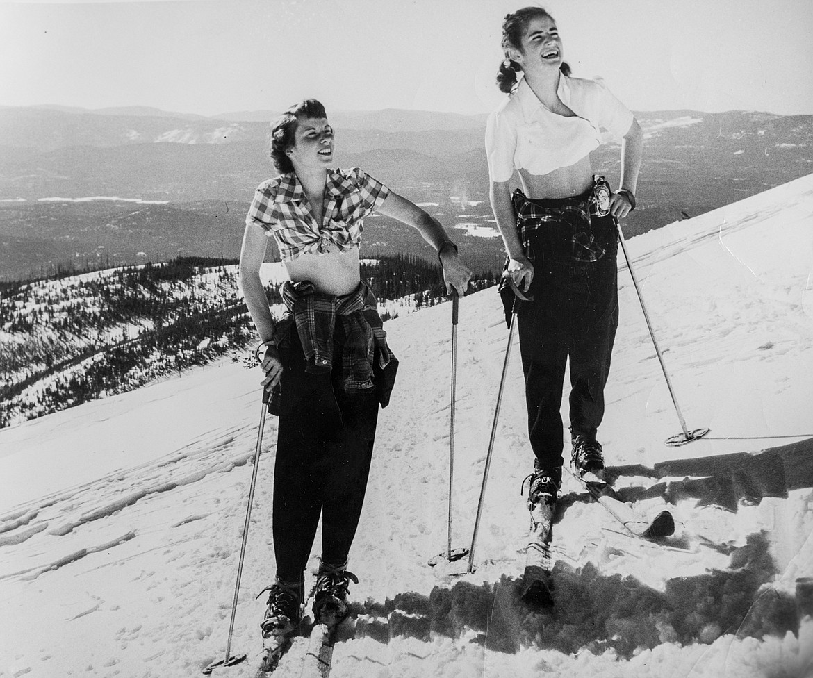 Sheila Lacy and Jane Seely enjoy a sunny day on the mountain in the early 1950s.