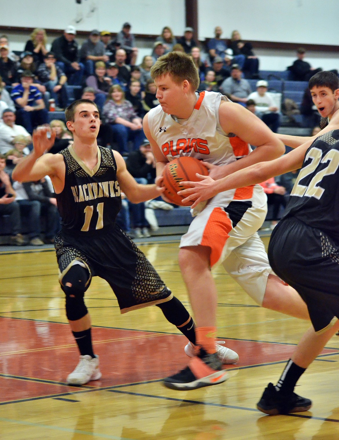 Blawk Hawk players can&#146;t stop Derick Curry (44) as he drives to the basket. (Erin Jusseaume/ Clark Fork Valley Press)