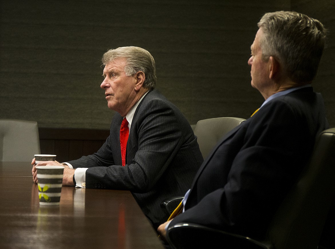 Idaho Governor Butch Otter chats with the Coeur d&#146;Alene Press about taxes, education and healthcare Monday morning. (LOREN BENOIT/Press)