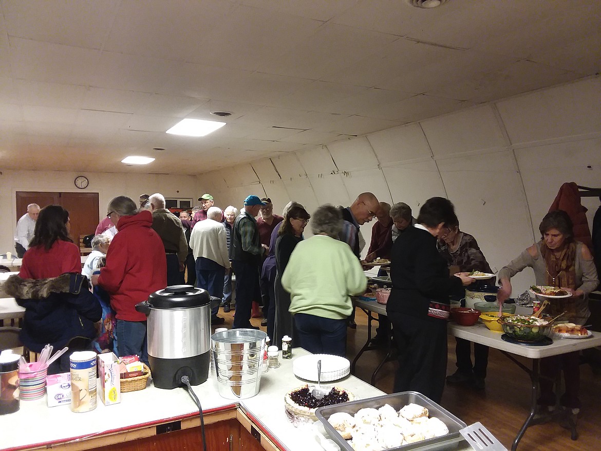 The first of three Community Potlucks was held on Jan. 10 in the 4-H Building at the Mineral County Fairgrounds in Superior. The next one will be held on Feb. 10 with a discussion about the impact of last summer&#146;s fires. (Photo courtesy of Monte &amp; Loie Turner)