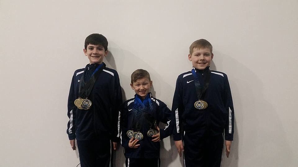 Courtesy photo
Avant Coeur Gymnastics Level 4 boys competed at the recent Jet City Cup in Seattle. From left are Wyatt Carr, Brayson Moore and Collin Scott.