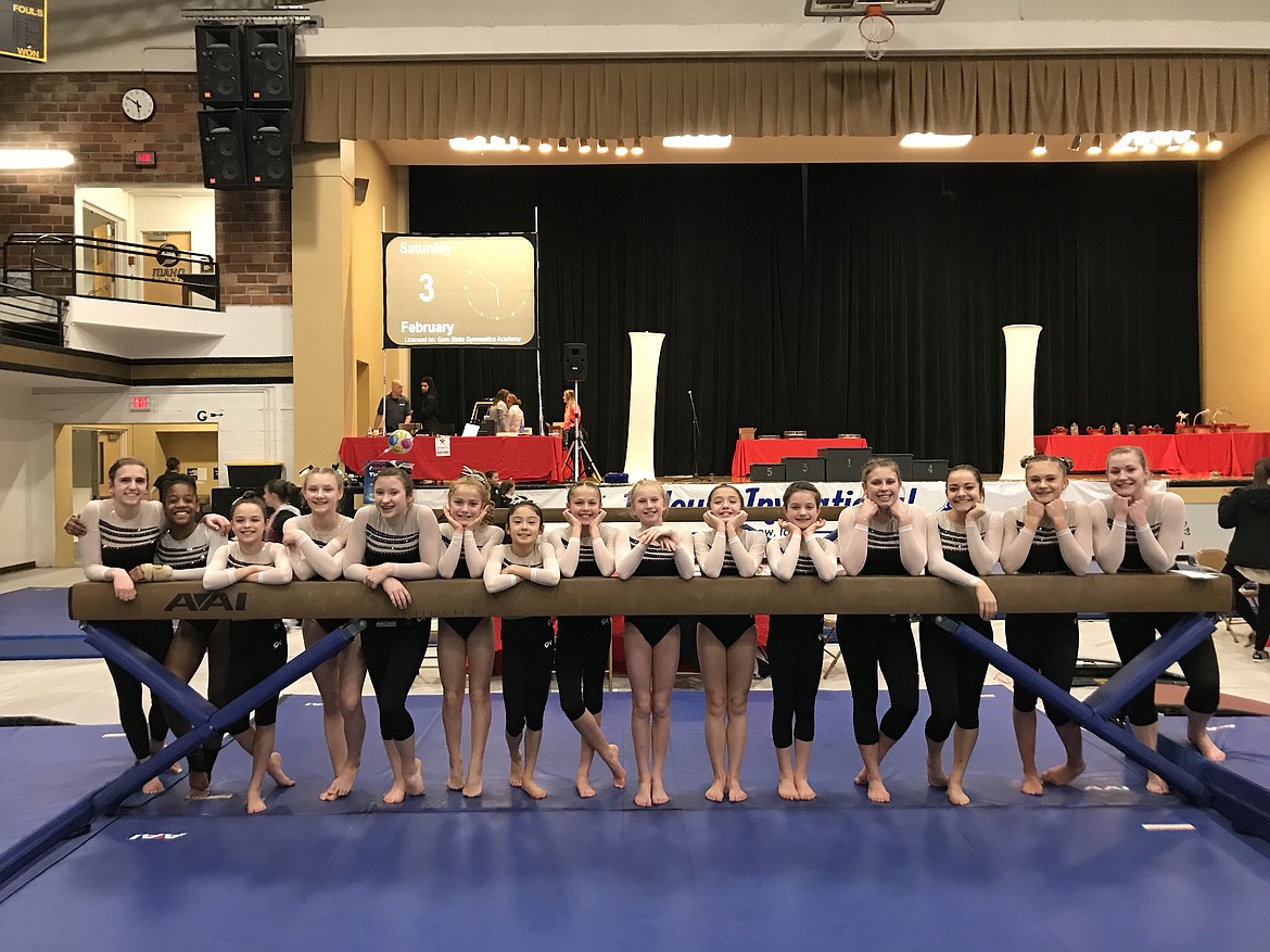 Courtesy photo
Team Avant Coeur Gymnastics Optional 6-10s took first-place team at Palouse Invitational. From left are Tessa DePasquale, CC Bullock, Danica McCormick, Madison Edwards, Samantha Snow, Lily Call, Maiya Terry, Madalyn McCormick, Taylor Walker, Macy Uemoto, Avery Burns, Lily Hollibaugh, Ellie Cook, Mauren Rouse and Emma Bayne.