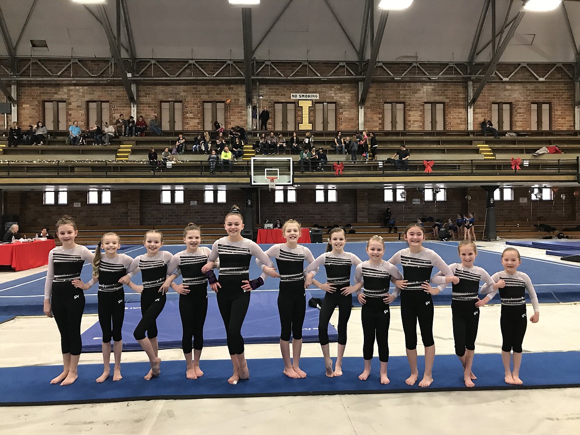 Courtesy photo
Team Avant Coeur Gymnastics Level 4 competed at the recent Palouse Invitational. From left are Hadley Boyer, Sophie Hughes, Eden Lamburth, Aliyah Williams, Daphne Perkins, Neve Christensen, Hayden Hawke, Monika Gonzales, Malia Uemoto, Sophie McMahon and Lavi Crain.