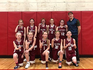 Courtesy photo
The North Idaho Elite fifth-grade AAU girls basketball team placed second in the Battle Basketball tournament in Clarkston. This qualifies them for the Washington state championship in Spokane next month. In the front row from left are Hannah Rasmussen, Lilly Frades, Kaylie Smart, Rachel Corette and Keira Botts; and back row from left, London Lynch, Bailey Nipp Berger, Addison Day, Devyn Pirwitz, Lanie Carter and coach Josh Miller.