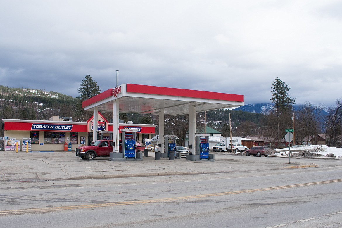 The current Town Pump in Troy. The proposed new store would be approximately twice the size and the fuel pumps would be across Second Street from the store, in the now-empty lot. Second Street would be closed at the new station, though it could be accessed from Highway 2 by driving through the Town Pump parking lot, project manager Dan Sampson said. (Ben Kibbey/The Western News)