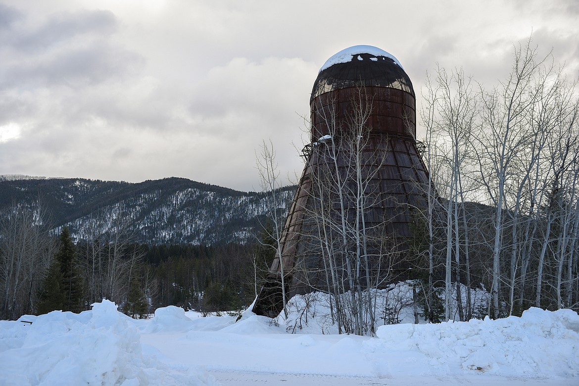 A wood waste burner, known as a tepee burner, is the lone remaining landmark of the FK&amp;L Lumber Co. that operated near Martin City. The free-standing structure was used to burn waste wood from the mill.