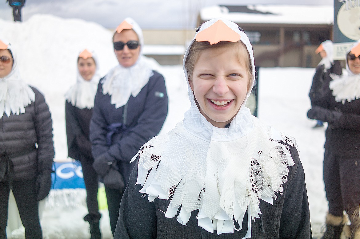 Ruby Davis of Columbia Falls was one of many eagles at the Whitefish Winter Carnival. She was part of the Whitefish Theater Float.