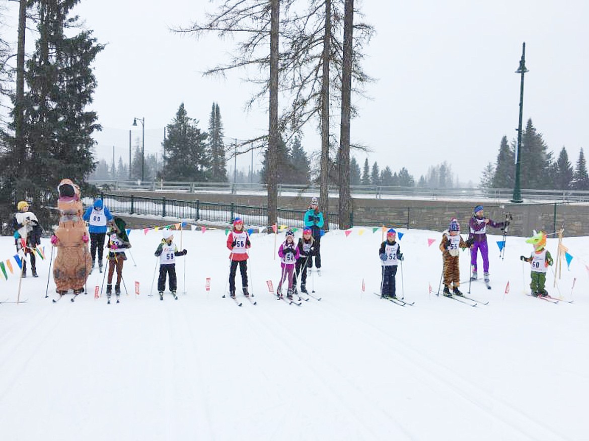 Skiers line up for the 1K race Sunday for the Carnival Classic Race at the Whitefish Lake Golf Club. (Photo courtesy Robin Brooks)