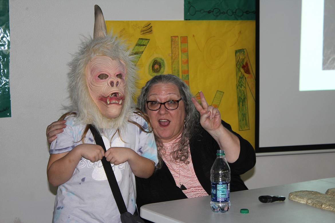 Photo by Tanna Yeoumans
In a portion of the presentation, Halls brings out a mask during a section about real and false evidence. The first student to ask her to put it on gets to wear it for a unique photo opportunity.