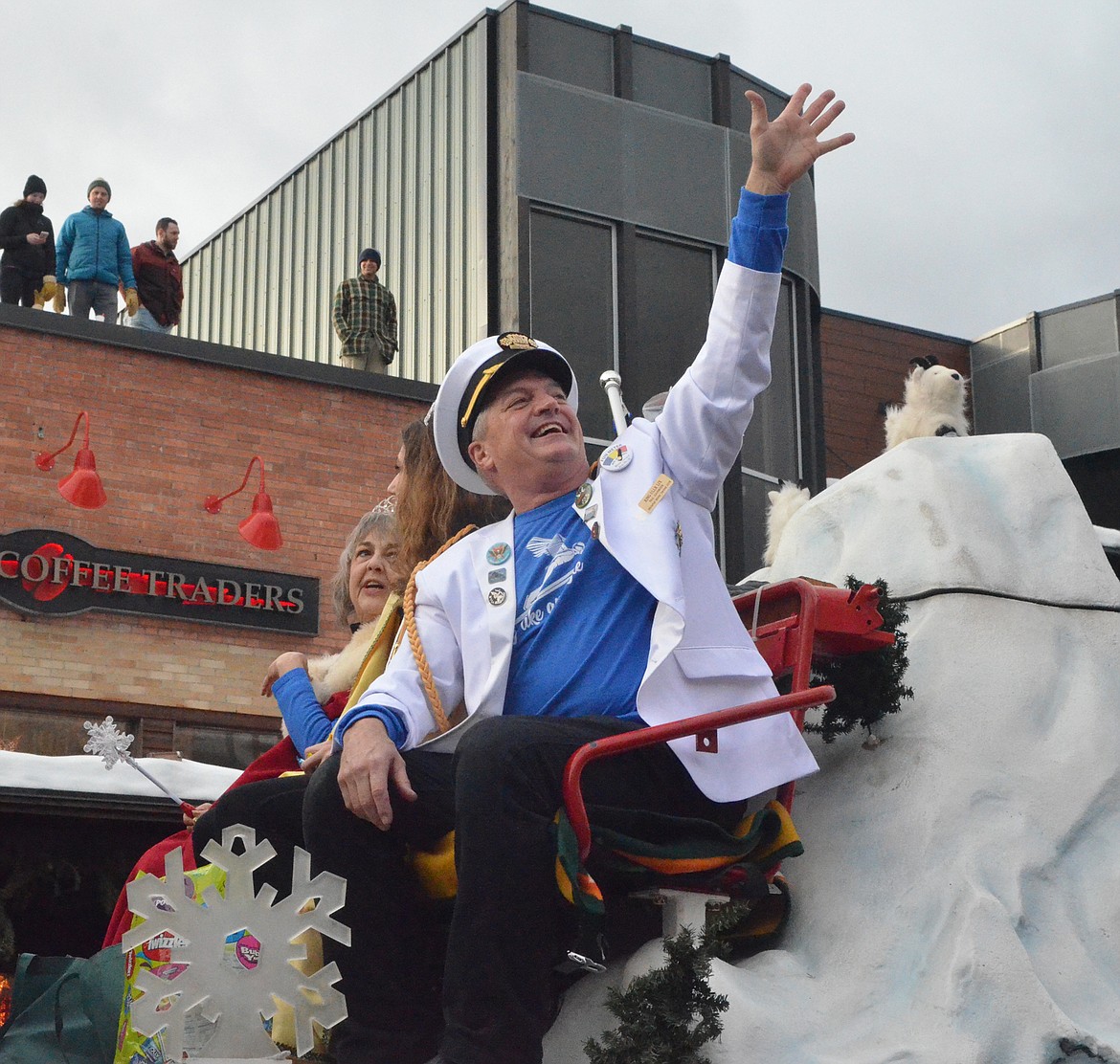 King Ullr LIX Paul Johannsen waves to the crowd during the Grand Parade. (Heidi Desch/Whitefish Pilot)