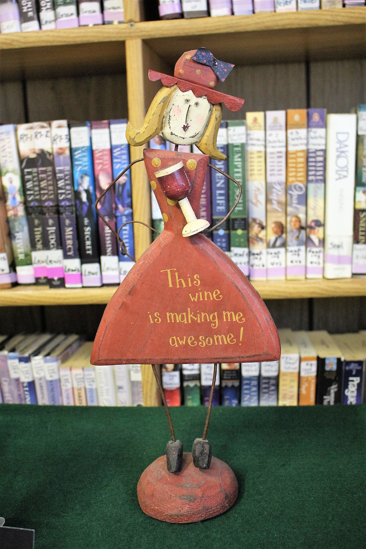 A little wooden statue was offered during the silent auction at the Alberton Library fundraiser on Jan. 27. (Kathleen Woodford/Mineral Independent).