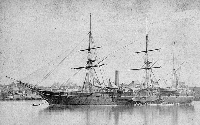 NAVSOURCE NAVAL HISTORY
Side-paddle-wheeler USS Saranac met its doom at Ripple Rock in 1875.