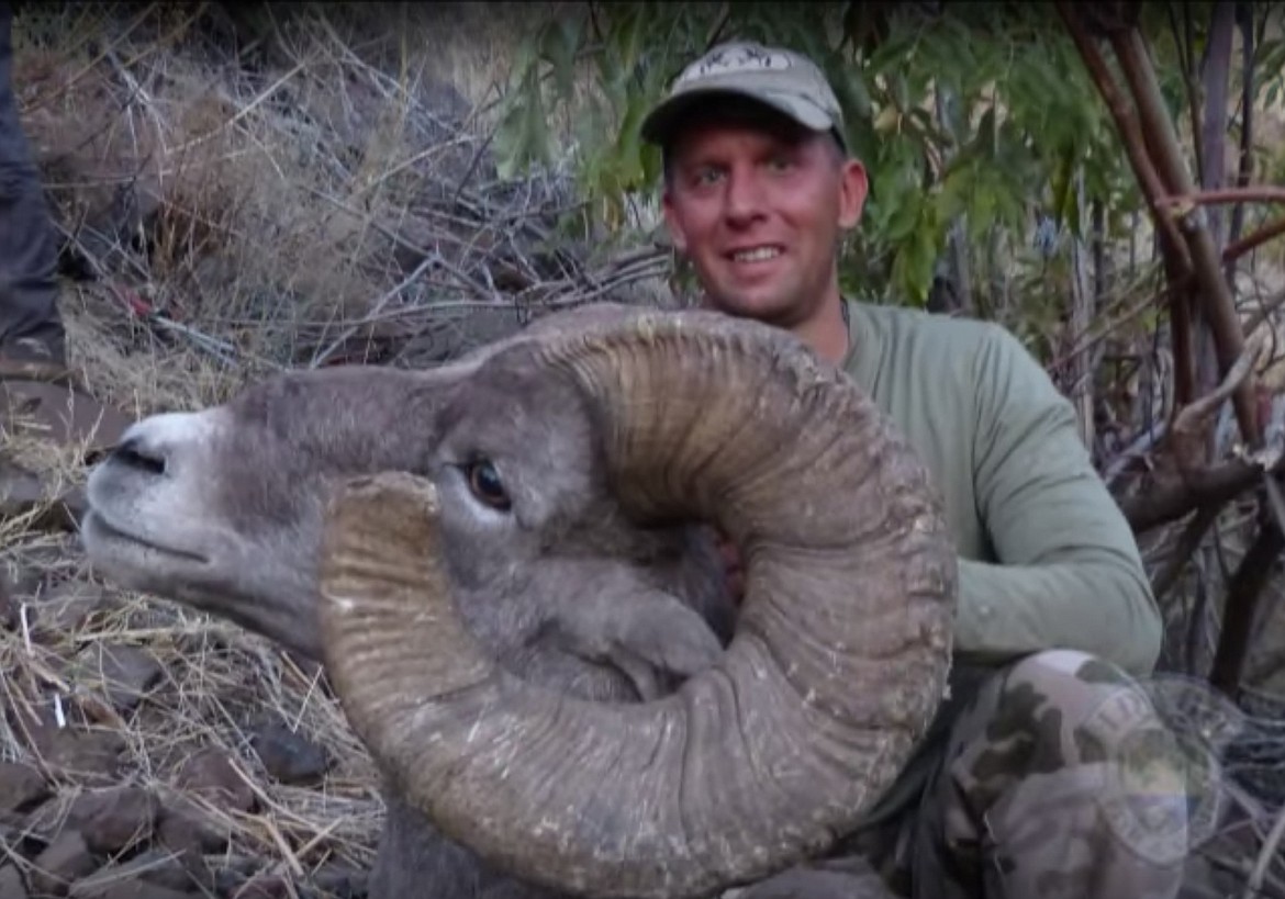 (Courtesy photo)
Idaho hunter Bryan Moore with a bighorn sheep he harvested in Hells Canyon Unit 11.