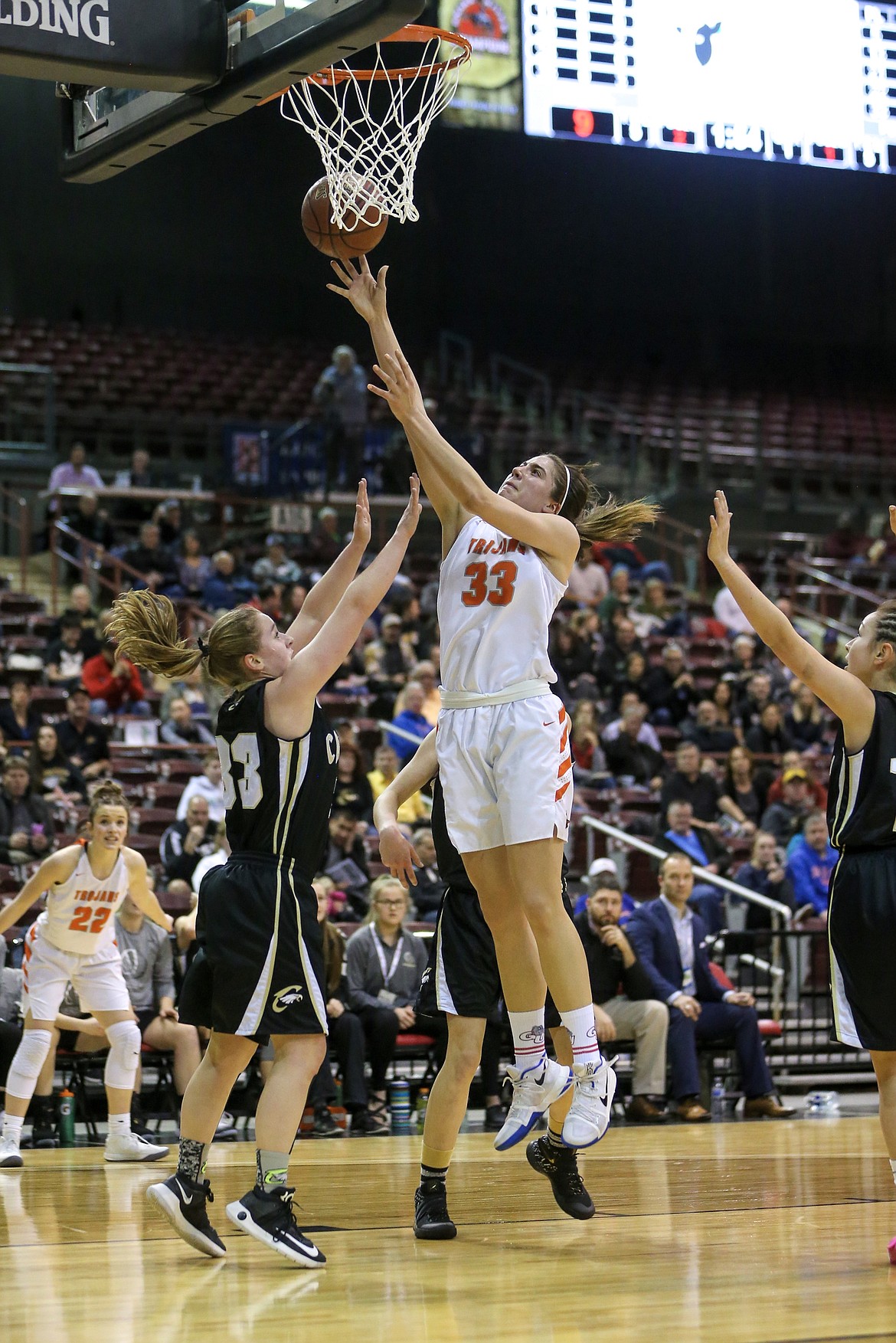 JASON DUCHOW PHOTOGRAPHY
Melody Kempton of Post Falls goes up for a layin in Thursday&#146;s state 5A girls game vs. Capital.
