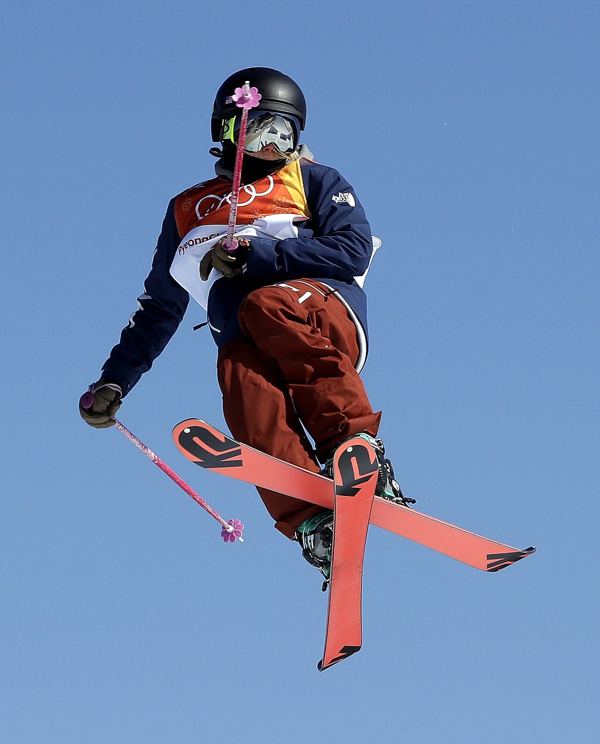 Maggie&#160;Voisin, of the United States, jumps during the women's slopestyle finals at Phoenix Snow Park at the 2018 Winter Olympics in Pyeongchang, South Korea, Saturday, Feb. 17, 2018. (AP Photo/Kin Cheung)