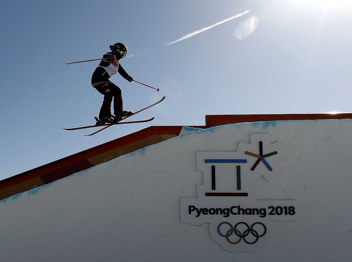 Maggie&#160;Voisin, of the United States, jumps during the women&#146;s slopestyle qualifying at Phoenix Snow Park at the 2018 Winter Olympics in Pyeongchang, South Korea, Saturday, Feb. 17, 2018. (AP Photo/Kin Cheung)