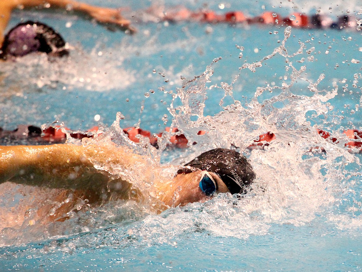 Rodney Harwood/Columbia Basin Herald
Moses Lake freshman set the new school record in the 100-yard freestyle to place third. He was also a member of the school record-setting 400 freestyle relay.