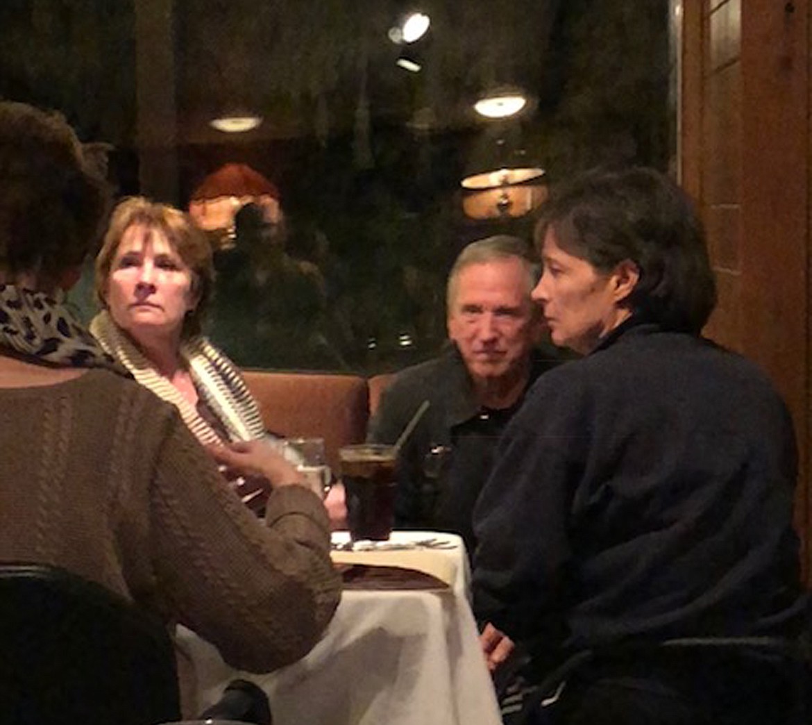 (Photo courtesy PRIEST LAKE EMTs, INC.)Priest Lake EMTs, Inc. Board President Gil Tumey along with EMT Dotti Lewis on the left and driver and 20-year member Julie Daggett, right, at a Feb. 3 dinner at the Hills Resort.