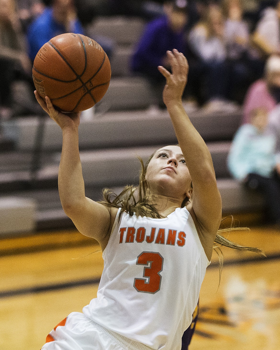 Post Falls guard Bailey Gleaves goes for a layup against Lewiston.