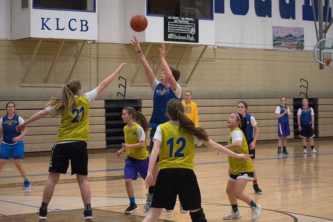 Libby senior Shannon Reny goes up for a shot during practice Wednesday. (Ben Kibbey/The Western News)