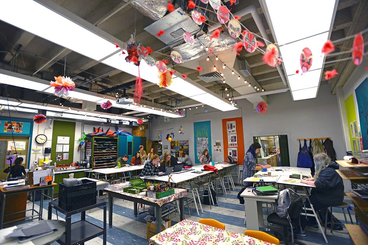 Flathead High School juniors and seniors work on independent projects in teacher Kristie Caratelli&#146;s International Baccalaureate art class on Friday. (Casey Kreider/Daily Inter Lake)