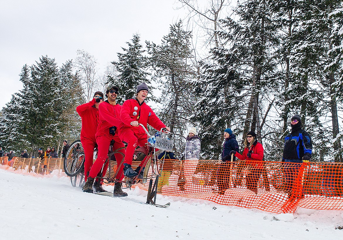 Vince Erickson, Alex Negron and James Jurva try to keep it together down Sugar Hill.