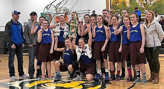 The Junior High Clark Fork Mountain Cats won their championship game on Feb. 11 in St. Regis. There are seven teams in their division and they won all 12 of their games. (Photo courtesy of Toni Labbe)