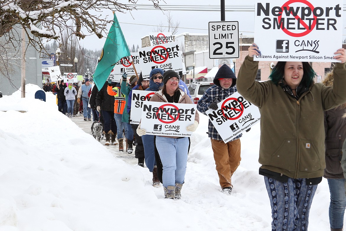 (Photo by KEITH KINNAIRD)
Citizens Against the Newport Silicon Smelter filed down Washington Avenue on Saturday.