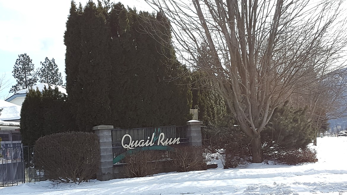 Entrance into the Quail Run development in Post Falls.