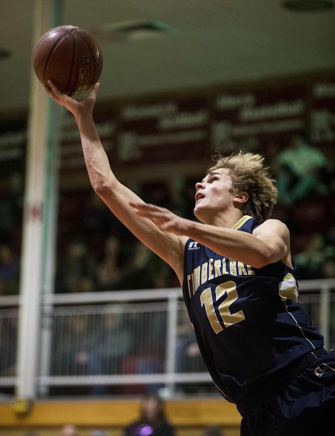 Timberlake's Colton Counts goes for a layup against Kellogg in the 3A District 1 championship game Wednesday night at North Idaho College. (LOREN BENOIT/Press)